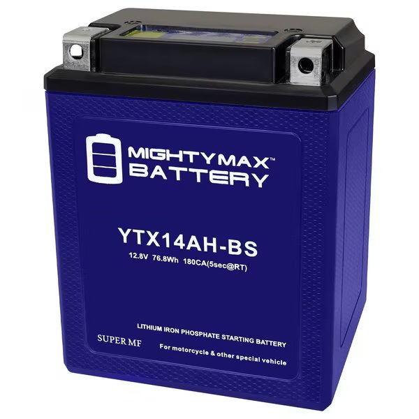 YTX14AH-BS Lithium Replacement Battery compatible with Yamaha BTY-GM14A-Z4-A0, Mighty Max Battery, Mfr#: MAX4005410